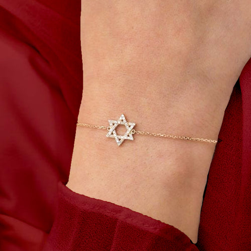 Taşlı Yahudi Yıldızı - Davut Yıldızı Bileklik