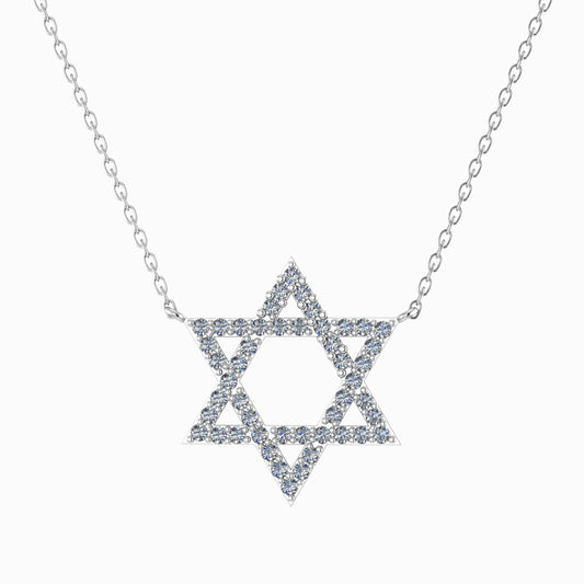 Taşlı Büyük Yahudi Yıldızı - Davut Yıldızı Kolye