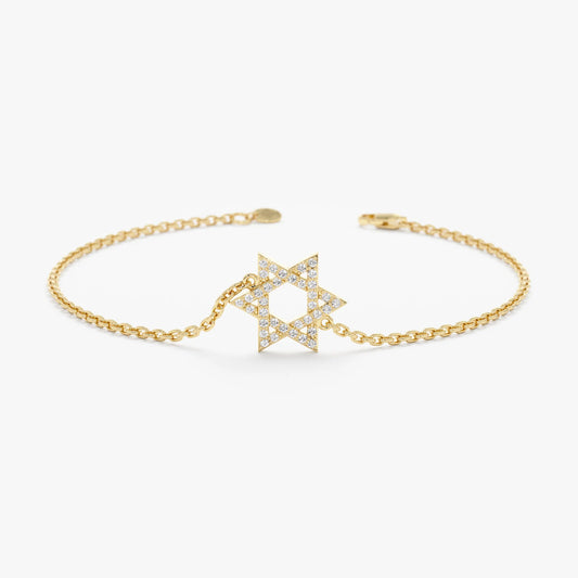 Taşlı Yahudi Yıldızı - Davut Yıldızı Bileklik